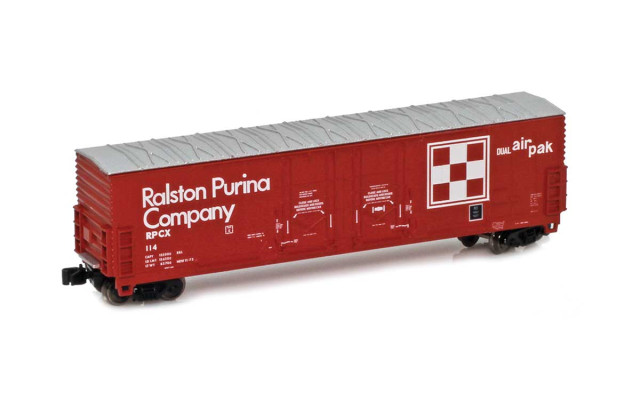 Atlas Ralston Purina 53’ Evans Double Plug Door boxcar 75000021 Atlas Ralston Purina 53’ Evans Double Plug Door boxcar 75000021